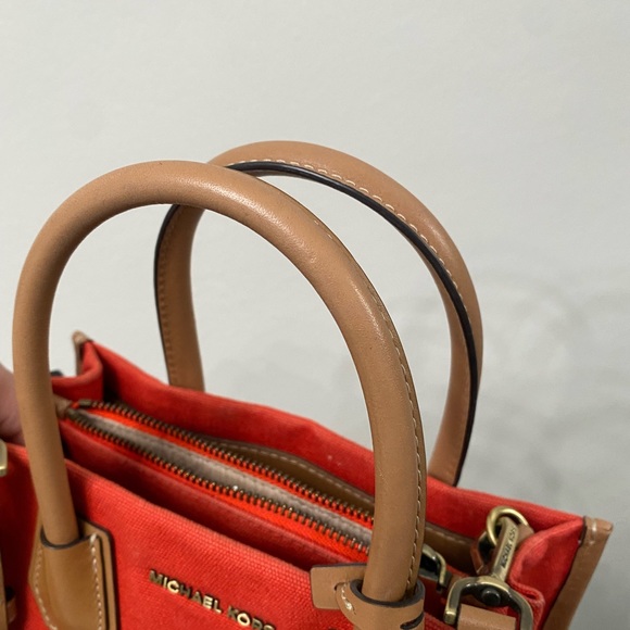 Michael Kors Mini Orange Canvas Tote With Strap - Picture 6 of 6